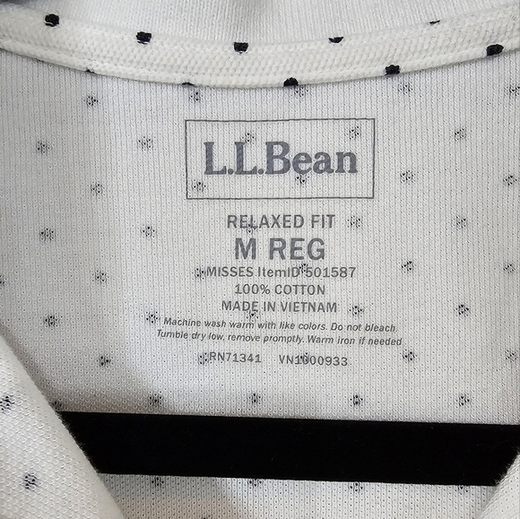 L.L. Bean Blue and White Fitted Polo Button Down Shirt - Picture 2 of 3